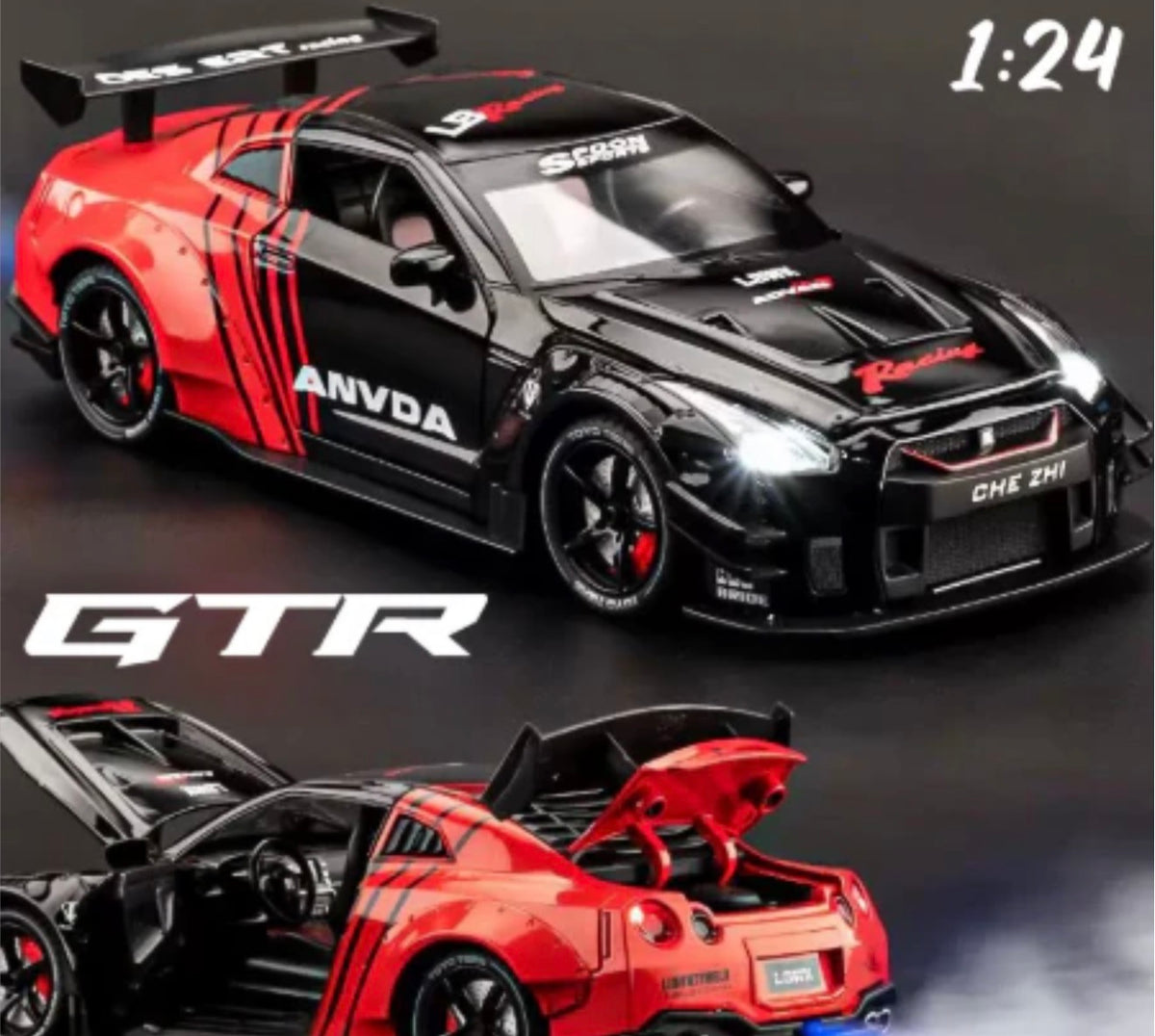 1:24 Diecast Nissan GTR R35 Model Car With Smoke