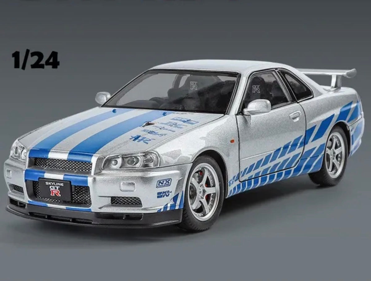 1:24 Diecast Nissan Skyline GTR-R34 Modified Model Car