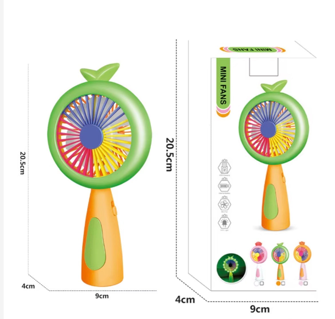 Colorful  Handheld Portable Desk Mini Fan | Toy for Kids with Light