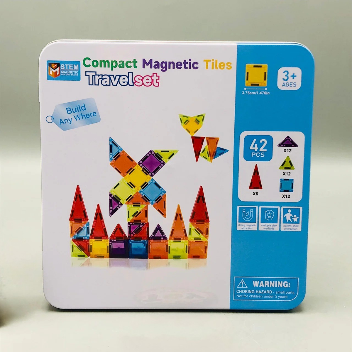 42Pcs Kids Magnetic Tiles Building Set With Storage Box