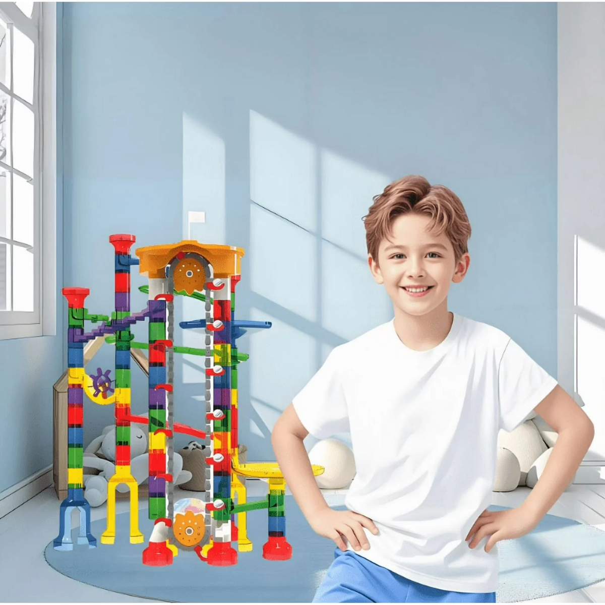 DIY 3D Space Marble Run Roller Coaster Building Blocks
