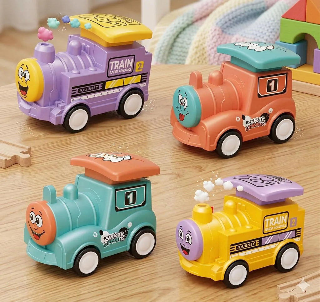 ABS Cute Press & Go Little Train - 4Pcs
