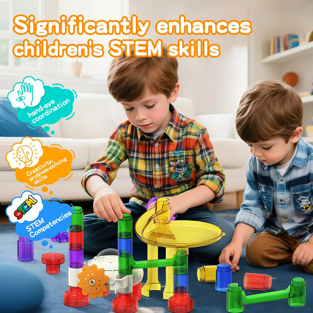 DIY 3D Space Marble Run Roller Coaster Building Blocks