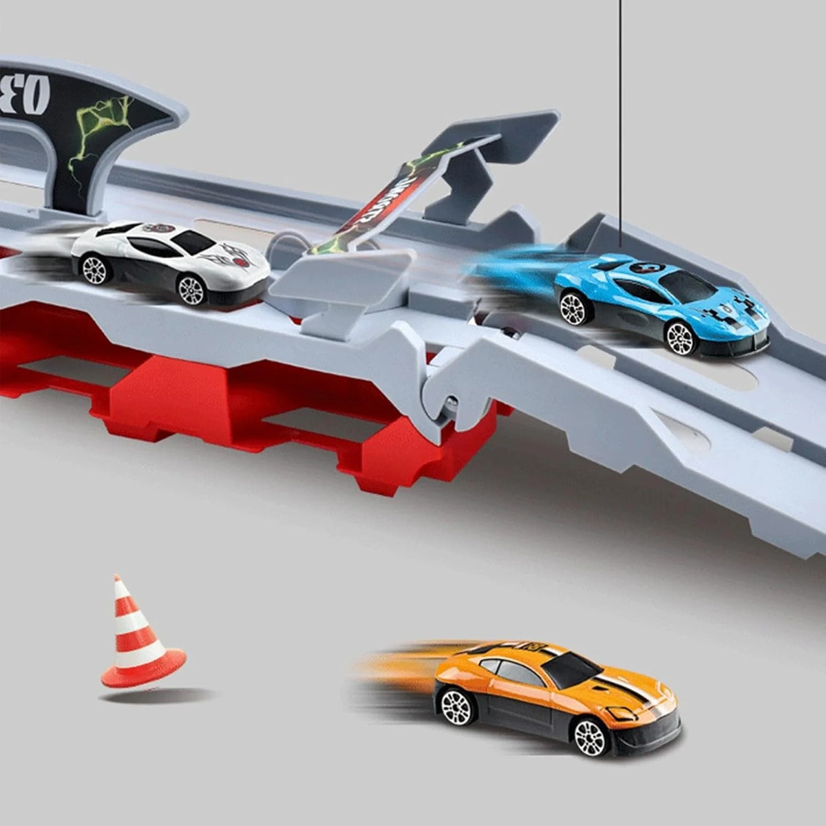 1:18 Car Launching 3-Layers Racing Truck Track Set - 8Pcs Cars