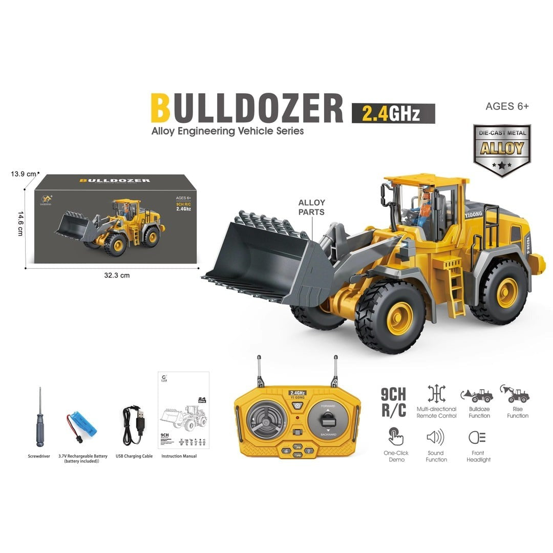 9 Channel Remote Control Construction Bulldozer Toy