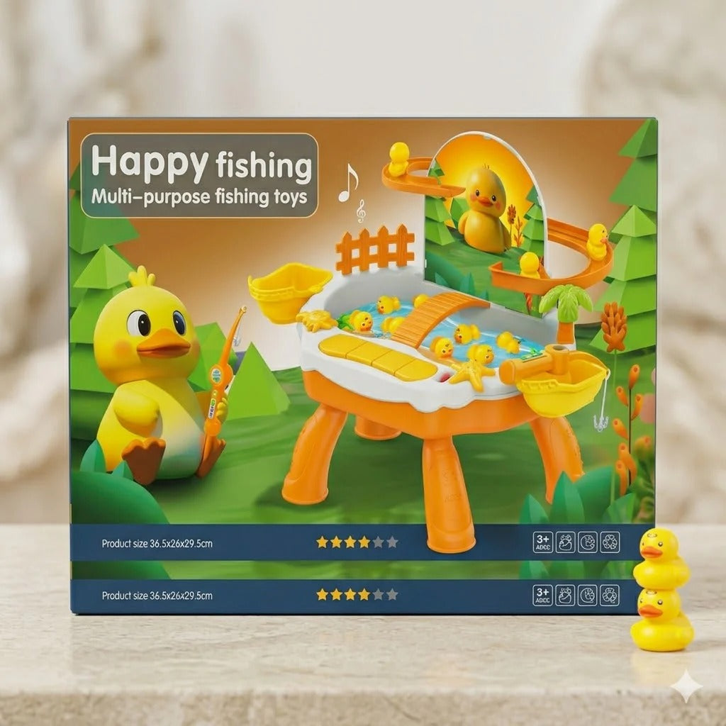 2in1 Kids Duck Slide & Magnetic Fishing Game Table