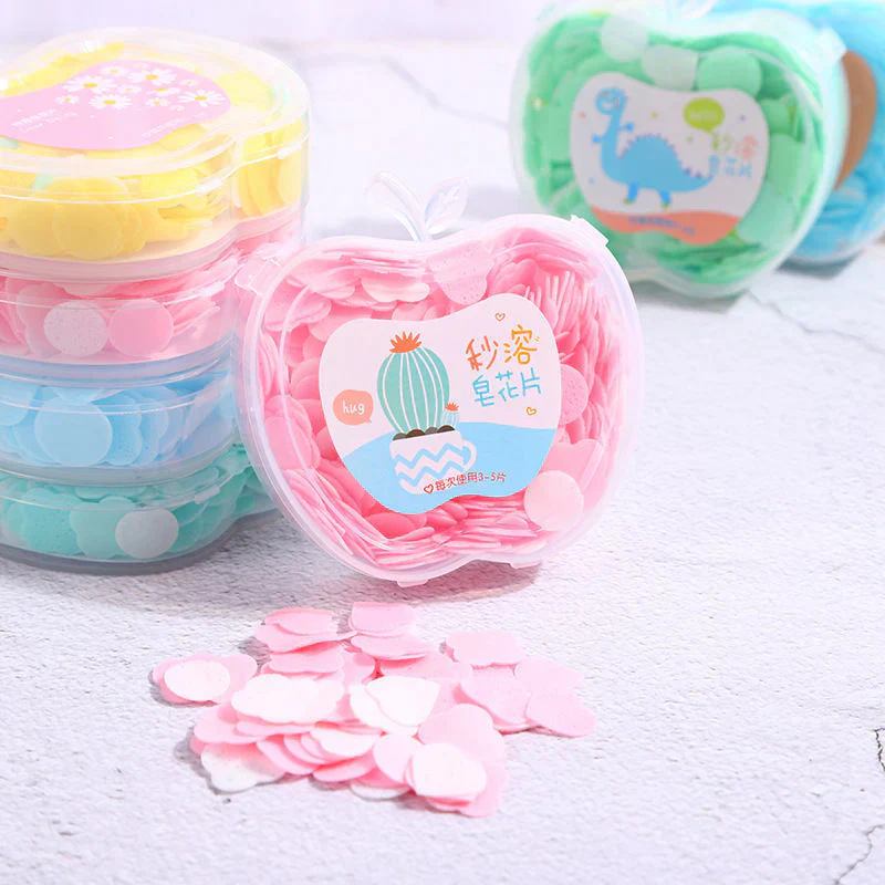 1Pc Portable Travel Apple Shape Paper Soap